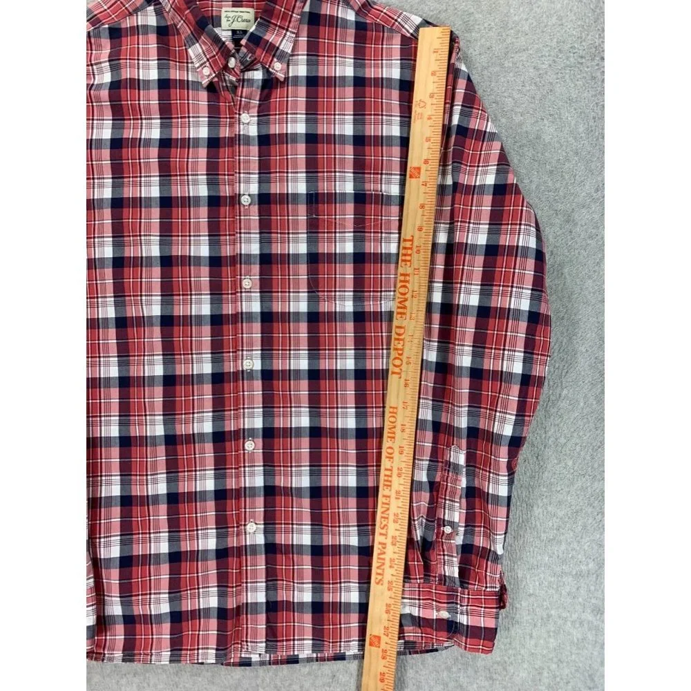 J Crew Slim‎ Fit Plaid Long Sleeve Button Down Shirt (Men's XL) Red